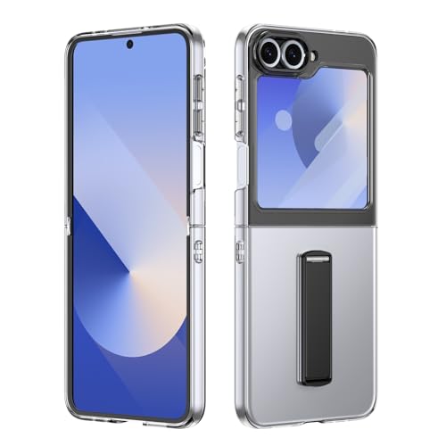 Schutzhülle für Galaxy Z Flip 5, mit Displayschutzfolie, Standmodi, Ständer, kompatibel mit Z Flip 5, Militärqualität, stoßfest, leicht, kristallklar (Schwarz) von ZAGLDD