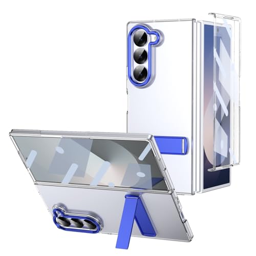 Schutzhülle für Galaxy Z Fold 6, mit Displayschutzfolie, Standmodi, Ständer für Z Fold 6, militärische Qualität, stoßfest, leicht, kristallklar (Blau) von ZAGLDD