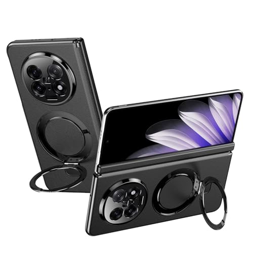 Schutzhülle für Oppo Find N5 2025, mit verstellbarem Ständer, luxuriöse Lederhülle [integrierter Ständer], Scharnierschutz, stoßfestes und leichtes Design, Schwarz von ZAGLDD