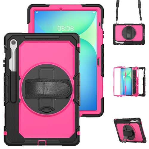 Schutzhülle für Samsung Galaxy Tab S10 FE+ SM-X620/X626B, 33,3 cm (13,3 Zoll) SM-X620/X626B, robust, stoßfest, TPU, mit Displayschutzfolie, 380° drehbarem Ständer, Handschlaufe und Schultergurt von ZAGLDD