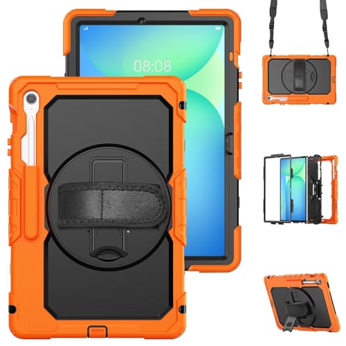 Schutzhülle für Samsung Galaxy Tab S10 FE+ SM-X620/X626B, 33,3 cm (13,3 Zoll) SM-X620/X626B, strapazierfähig, stoßfest, TPU, mit Displayschutzfolie, 380° drehbarem Ständer, Handschlaufe und von ZAGLDD