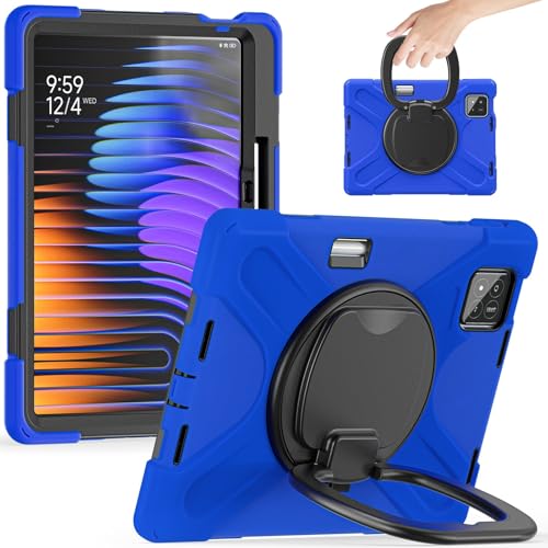 Schutzhülle für Xiaomi Mi Pad 7/Mi Pad 7 Pro 28,4 cm (11,2 Zoll) 2024, stoßfest, stabile Schutzhülle mit 360° drehbarem Ständer, Hand-/Schultergurt, robust, Blau von ZAGLDD