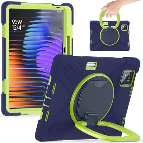 Schutzhülle für Xiaomi Mi Pad 7/Mi Pad 7 Pro 28,4 cm (11,2 Zoll) 2024, stoßfest, stabile Schutzhülle mit 360° drehbarem Ständer, Hand-/Schultergurt, strapazierfähig, Marineblau von ZAGLDD