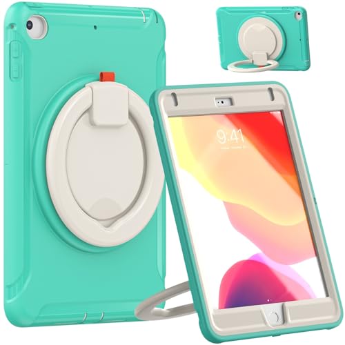 Schutzhülle für iPad Mini 5/4 Mini 5. / 4. Generation, 20 cm (7,9 Zoll), robuste Hybrid-Schutzhülle mit Griff, drehbarer Ständer, Mintgrün von ZAGLDD