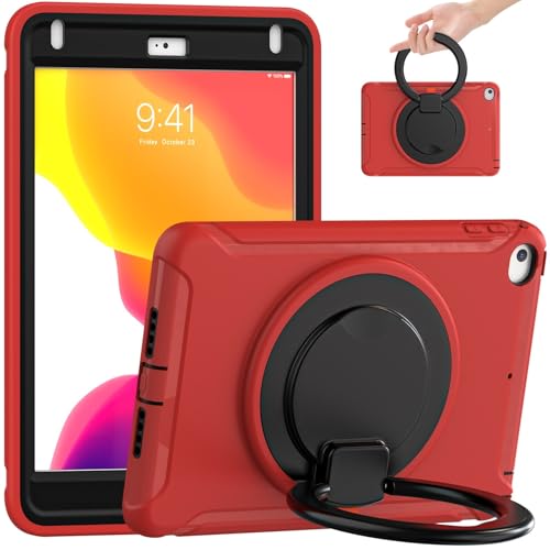 Schutzhülle für iPad Mini 5/4 Mini 5. / 4. Generation, 20 cm (7,9 Zoll), robuste Hybrid-Schutzhülle mit Griff, drehbarer Ständer, Rot von ZAGLDD