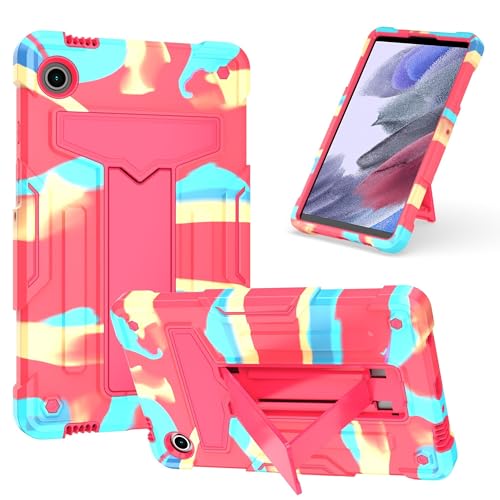 Schutzhülle kompatibel mit Galaxy Tab A9 22,1 cm (8,7 Zoll) 2023 SM-X110/X115, mit Ständer, dreilagig, Hybrid-Ganzkörperhülle, robust, stoßfest, Fallschutz, Regenbogen und Rosé von ZAGLDD