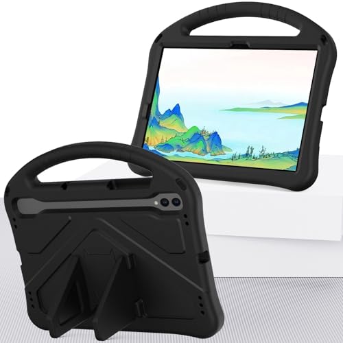Schutzhülle kompatibel mit Galaxy Tab S10 FE 11 Zoll / S9 FE 11 Zoll Tablet, stoßfest, leichte EVA-Tablet-Hülle mit verstellbarem Riemen, Schutzhülle, kompatibel mit Kinderhülle, Schwarz von ZAGLDD