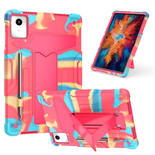 Schutzhülle kompatibel mit Lenovo Tab M11 TB-330FU/Lenovo Xiaoxin Pad 2024 TB-331FC, mit Ständer, dreilagig, Hybrid-Ganzkörperhülle, robust, stoßfest, Fallschutz, Regenbogen-Rose von ZAGLDD