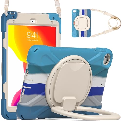 Schutzhülle kompatibel mit iPad Mini 4/Mini 5 7,9 Zoll (2015/2019), stoßfest, stabile Hülle mit 360° drehbarem Ständer, Hand-/Schultergurt, Tablet, strapazierfähig, kompatibel mit Mini 4/Mini 5, 7,9 von ZAGLDD