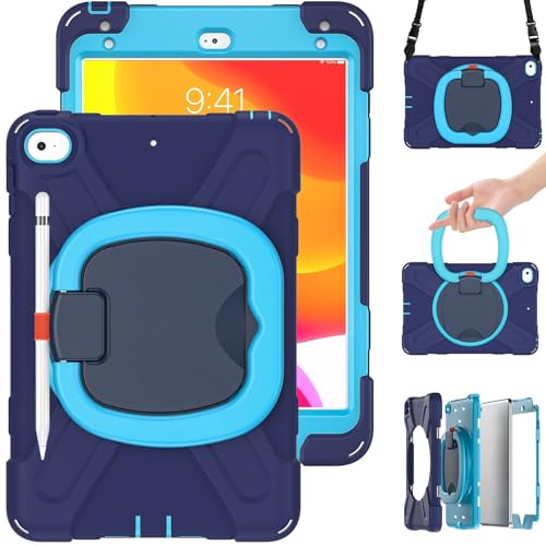 Schutzhülle kompatibel mit iPad Mini 4/Mini 5 7,9 Zoll (2015/2019), stoßfest, stabile Hülle mit 360° drehbarem Ständer, Hand-/Schultergurt, Tablet, strapazierfähig, kompatibel mit Mini 4/Mini 5, 7,9 von ZAGLDD