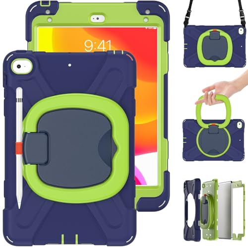 Schutzhülle kompatibel mit iPad Mini 4/Mini 5 7,9 Zoll (2015/2019), stoßfest, stabile Hülle mit 360° drehbarem Ständer, Hand-/Schultergurt, Tablet, strapazierfähig, kompatibel mit Mini 4/Mini 5, 7,9 von ZAGLDD