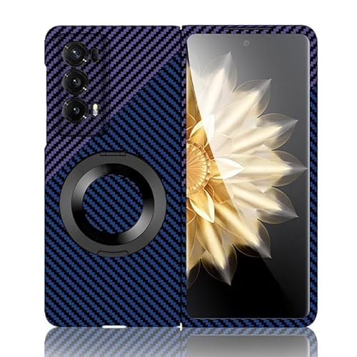 ZAGLDD Kompatibel mit Honor Magic V2 Hülle mit Kickstand Cover Kohlefaser Hülle Kompatibel mit Honor Magic V2 Stoßfest Leicht Schutzhülle (Dunkelblau) von ZAGLDD