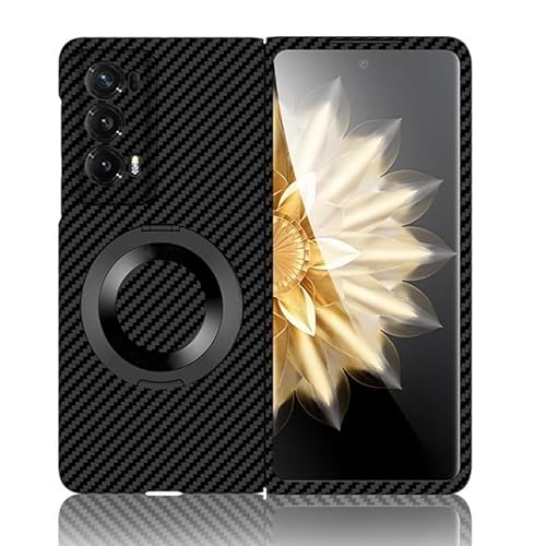 ZAGLDD Kompatibel mit Honor Magic V2 Hülle mit Kickstand Cover Kohlefaser Hülle Kompatibel mit Honor Magic V2 Stoßfest Leicht Schutzhülle (Schwarz) von ZAGLDD