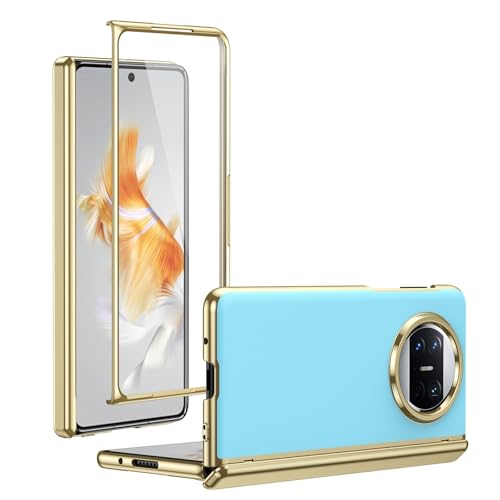 ZAGLDD Kompatibel mit Huawei Mate X3 Plating Case mit Displayschutzfolie, Scharnierhülle, Fallschutz, kratzfest und stoßdämpfend, schlankes Design, mattiert, Klappschutzhülle (Blau 1) von ZAGLDD