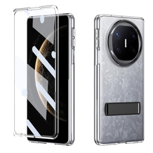 ZAGLDD Kompatibel mit Huawei Mate X6 Hülle mit Displayschutzfolie, Standmodi, Ständer, kompatibel mit X6, militärische Qualität, stoßfest, leicht, kristallklar (Schwarz) von ZAGLDD