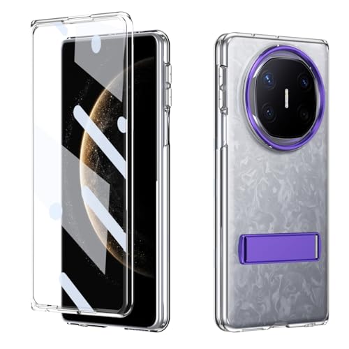 ZAGLDD Kompatibel mit Huawei Mate X6 Hülle mit Displayschutzfolie, Standmodi, Ständer, kompatibel mit X6, stoßfest, leicht, militärische Qualität, kristallklar (lila) von ZAGLDD
