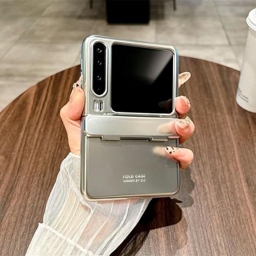 ZAGLDD Kompatibel mit Huawei Pura X Hülle mit Scharnierschutz, schlank, dünn, stoßfest, harte Ganzkörper-Schutzhülle, kompatibel mit Pura X Phone (Silber) von ZAGLDD