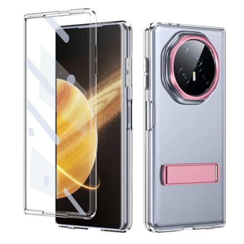ZAGLDD Schutzhülle für Honor Magic V3, mit Displayschutzfolie, Standmodi, Ständer, kompatibel mit V3, stoßfest, leicht, Militärqualität, kristallklar (Rosa) von ZAGLDD