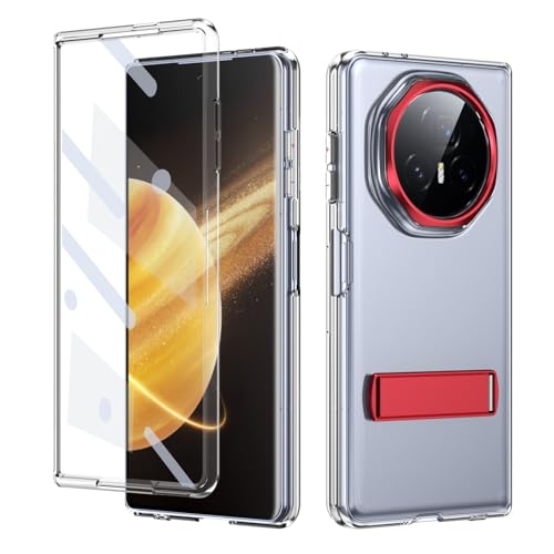 ZAGLDD Schutzhülle für Honor Magic V3, mit Displayschutzfolie, Standmodi, Ständer, kompatibel mit V3, stoßfest, leicht, Militärqualität, kristallklar (Rot) von ZAGLDD