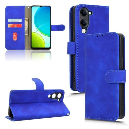 ZAGLDD Schutzhülle für Vivo Y04 4G, mit Kartenhalter, Klappetui, PU-Leder, mit Handschlaufe, stoßfeste Schutzhülle (Blau) von ZAGLDD