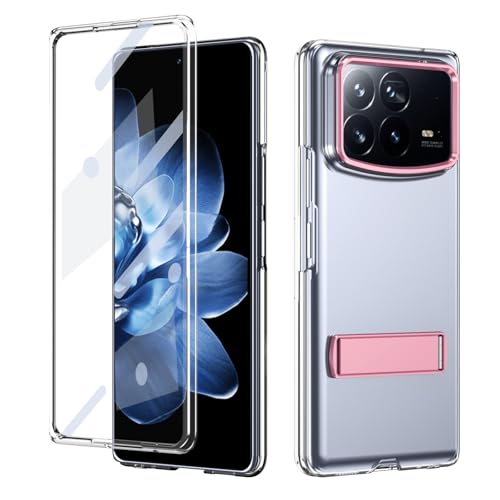 ZAGLDD Schutzhülle für Xiaomi Mix Fold 4, mit Displayschutzfolie, Standmodi, Ständer für Fold 4, Militärqualität, stoßfest, leicht, kristallklar (Rosa) von ZAGLDD