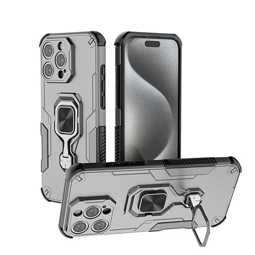 ZAGLDD Schutzhülle für iPhone 16 Pro Max 17,5 cm (6,9 Zoll), mit integriertem Ringständer, stoßfest, schlank, weiche Kanten, rutschfeste und sturzsichere Schutzhülle, Grau von ZAGLDD