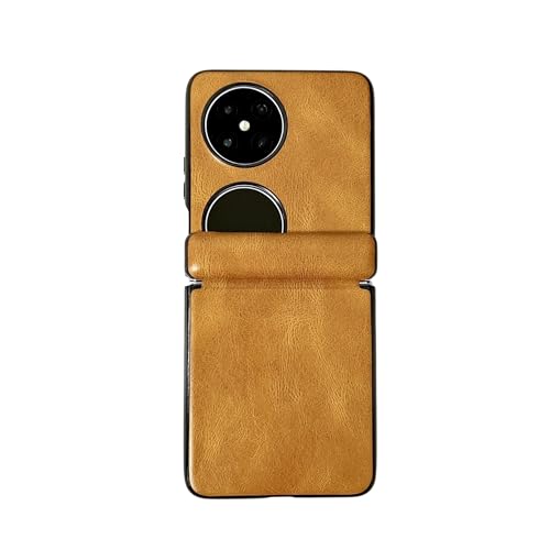 ZAGLDD Schutzhülle kompatibel mit Huawei P50, Tasche mit magnetischem Scharnierschutz, schlankes Leder, ultradünn, stoßfest, robust, Anti-Fingerabdruck-Narbung (Braun) von ZAGLDD