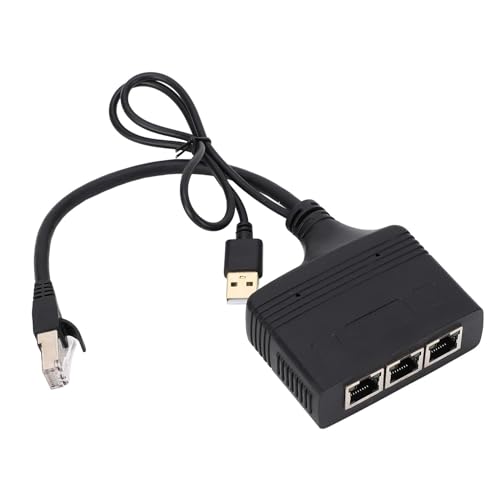 Ethernet-Splitter 1 Bis 3, Ethernet-Port-Splitter, RJ45-Ethernet-Splitter-Adapter, Netzwerk-Splitter 1 Bis 3, 1000 Mbit/s mit USB-Kabel für TV-Router von ZAICOLER