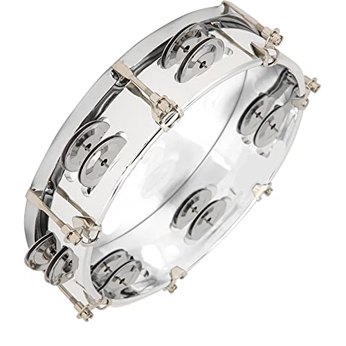 Tamburine für Erwachsene, Tamburin Einstellbarer Ton Doppelreihe Jingle Bells Handheld Drum Tamburin Tamburine Percussion Instrument 8in für Anfänger (Transparent) von ZAICOLER