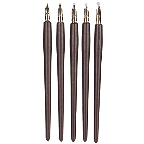 ZAICOLER Kalligraphie Stift, Holzgriff Dip Stift Home Office Kunstmalerei Kalligraphie Brunnen Set Dip Stift Tinte mit Aufbewahrungsschachtel Zum Schreiben von Malerei (Braune dicke Holzstangen) von ZAICOLER