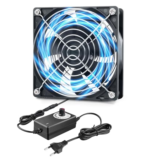 120mm PC Lüfter 12V PC Ventilator mit Einstellbare Geschwindigkeiten, ZAKVOP 120mm Computer Lüfter AC 220V-240V, 3000RPM, Computer Ventilator für Computer Laptop Router (1) von ZAKVOP