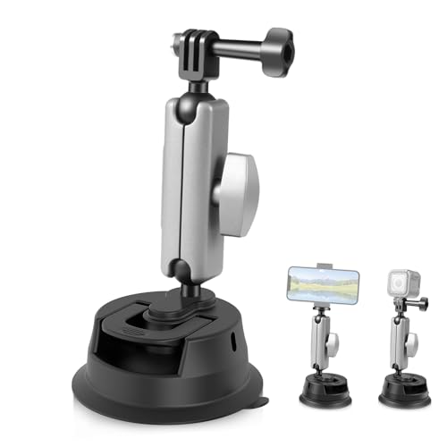 Action Kamera Saugnapf, ZAKVOP Suction Cup Mount für Action-Kamera Smartphone mit 360° Doppelkopf Kugel und 1/4'' Schraube, Saugnapfhalterung Kompatibel mit GoPro Hero 10/9/8,Insta360 One X2,DJI Osmo Action Kamera Saugnapf, ZAKVOP Suction Cup Mount für Action-Kamera Smartphone mit 360° Doppelkopf Kugel und 1/4'' Schraube, Saugnapfhalterung Kompatibel mit GoPro Hero 10/9/8,Insta360 One X2,DJI Osmo von ZAKVOP