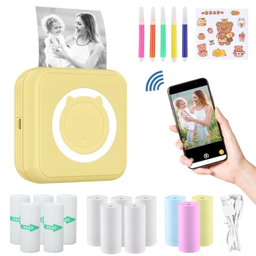 ZAKVOP mini drucker für Smartphone, mini Tragbare Fotodrucker, mini Pocket Printer, Bluetooth thermodrucker für iOS und Android, Aufkleber drucker für Journal, Notizen, Liste, Memo - Gelb ZAKVOP mini drucker für Smartphone, mini Tragbare Fotodrucker, mini Pocket Printer, Bluetooth thermodrucker für iOS und Android, Aufkleber drucker für Journal, Notizen, Liste, Memo - Gelb von ZAKVOP