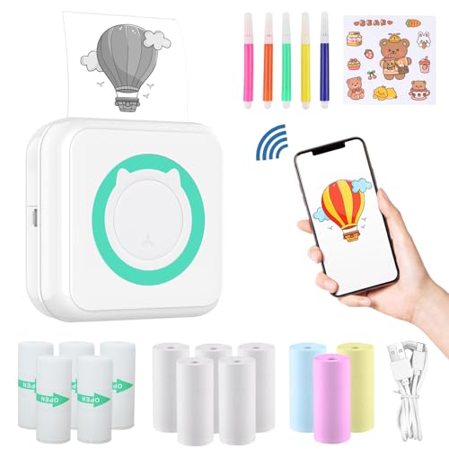 ZAKVOP Mini drucker 300DPI, Mini drucker Aufkleber, Mini drucker für Smartphone, Bluetooth tragbarer Mini thermodrucker für iOS und Android, Mini fotodrucker für Journal, Liste, Memo - Grün ZAKVOP Mini drucker 300DPI, Mini drucker Aufkleber, Mini drucker für Smartphone, Bluetooth tragbarer Mini thermodrucker für iOS und Android, Mini fotodrucker für Journal, Liste, Memo - Grün von ZAKVOP