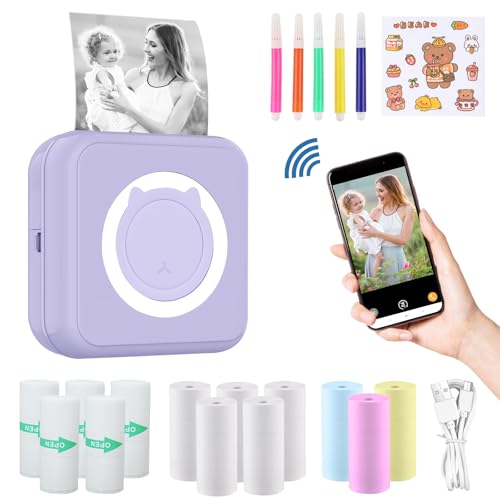 ZAKVOP mini drucker für Smartphone, mini Tragbare Fotodrucker, mini Pocket Printer, Bluetooth thermodrucker für iOS und Android, Aufkleber drucker für Journal, Notizen, Liste, Memo - Lila ZAKVOP mini drucker für Smartphone, mini Tragbare Fotodrucker, mini Pocket Printer, Bluetooth thermodrucker für iOS und Android, Aufkleber drucker für Journal, Notizen, Liste, Memo - Lila von ZAKVOP