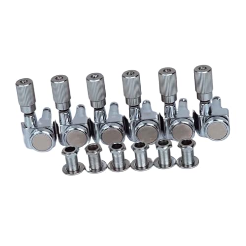 Stücke zum Stimmen der Gitarre 1 Satz 6 Inline-Mechaniken Keine Schrauben 1:18 Vertikaler Zylindrischer Griff Schaftverriegelung Stimmschlüssel Wirbel Stimmgeräte(Silver) von ZALHIN
