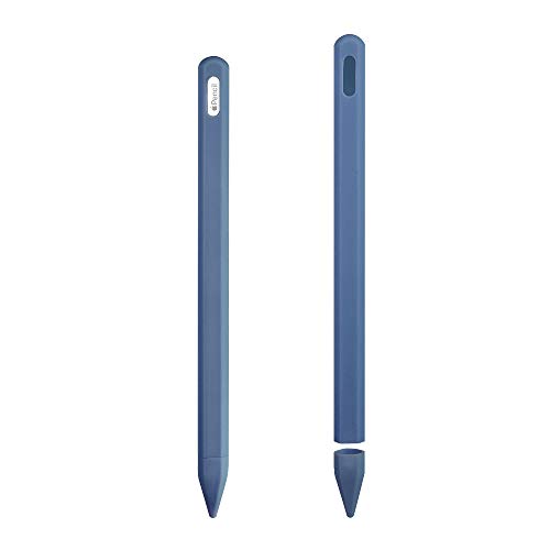 ZALU Schutzhülle für Apple Pencil (2. Generation), Vollschutz aus Silikon, Griff und Spitze Blau Midnight Blue von ZALU