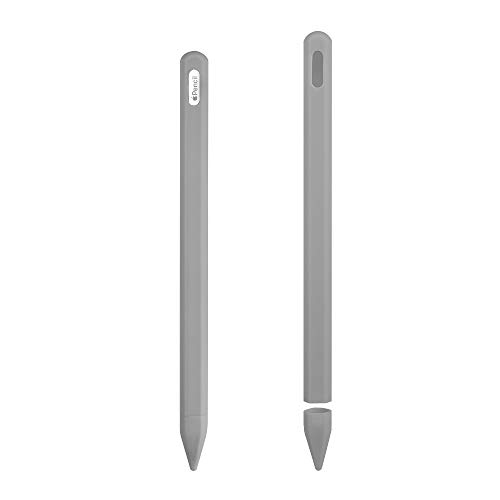 ZALU Schutzhülle für Apple Pencil (2. Generation), Vollschutz aus Silikon, Griff und Spitze Grau grau von ZALU