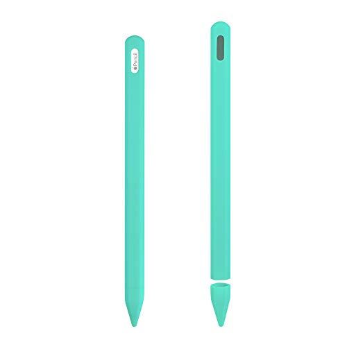 ZALU Schutzhülle für Apple Pencil (2. Generation), Vollschutz aus Silikon, Griff und Spitze Grün mintgrün von ZALU