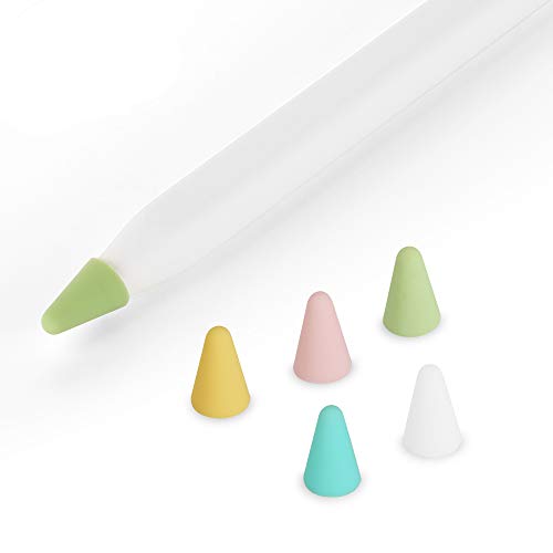 hwojjha Silikon Nibs Cover Schreibschutz für iPad Pencil Kompatibel mit Apple Pencil Tips (2nd Gen) (Pink+Mintgrün+Weiß+Gelb+Matcha Grün) von ZALU