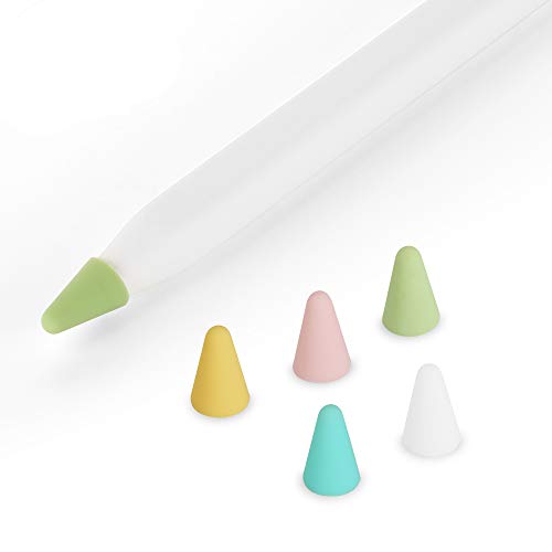 hwojjha Silikon Nibs Cover Schreibschutz für iPad Pencil Kompatibel mit Apple Pencil Tips (2nd Gen) (Pink+Mintgrün+Weiß+Gelb+Matcha Grün) von Aomlike