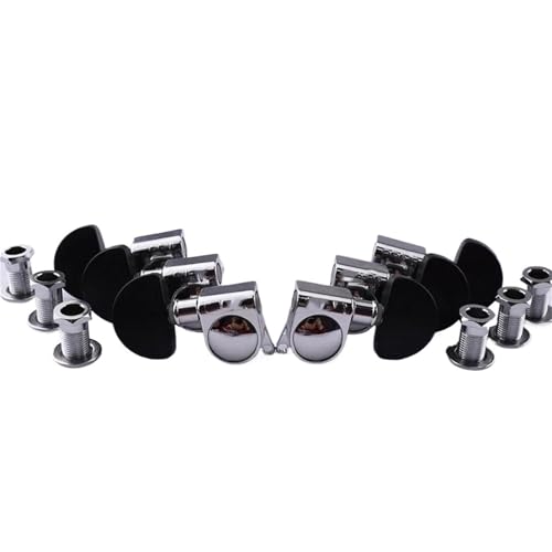 Gitarren Stimmwirbel 1 Set Gitarrenmechaniken Stimmgeräte Kunststoffknopf(Silver) von ZAMASS
