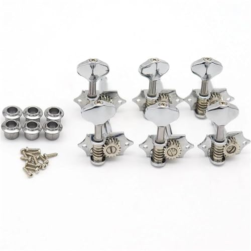 Gitarren Stimmwirbel 6 L 6R 3L3R Vintage Mechaniken Tuner Open Style Stimmwirbel Für ST LP SQ Gitarre(Silver,6R) von ZAMASS