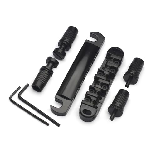 Gitarrensteg Kugelgelagerter Steg-Saitenhalter Für LP-E-Gitarre Mit Großen Schrauben(Black) von ZAMASS