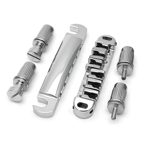 Gitarrensteg Kugelgelagerter Steg-Saitenhalter Für LP-E-Gitarre Mit Großen Schrauben(Silver) von ZAMASS