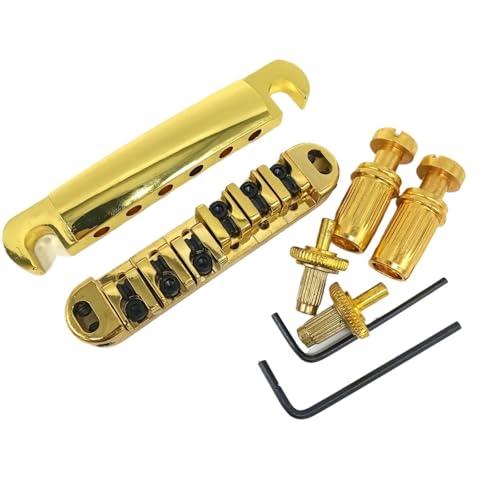 Gitarrensteg Saitenhalter-Roller-Bridge-Komplettset Geeignet Für LP-E-Gitarre(Gold) von ZAMASS