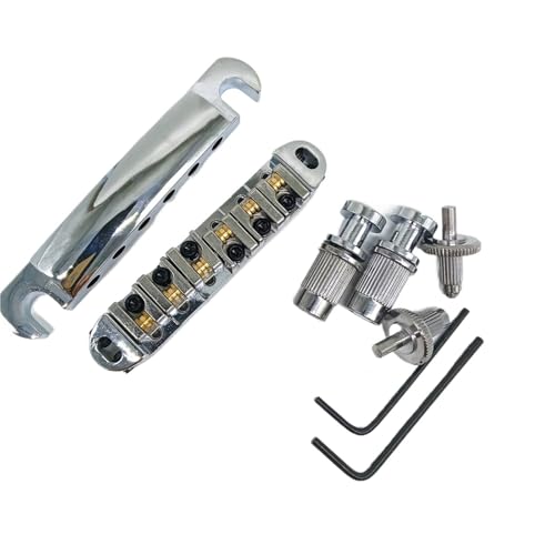 Gitarrensteg Saitenhalter-Roller-Bridge-Komplettset Geeignet Für LP-E-Gitarre(Silver) von ZAMASS