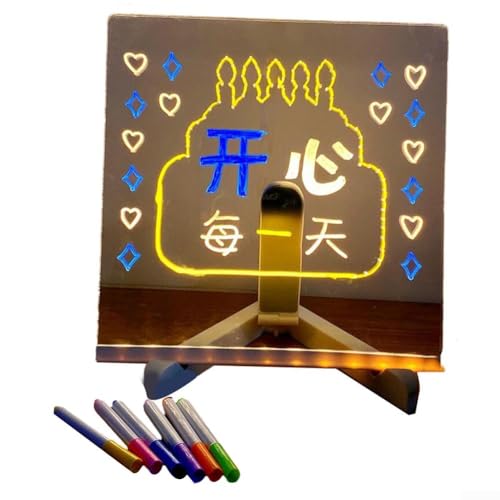 Kreative Acryl-Schreibtafel mit Lichtfunktionalität, inklusive Ständer und 7 Farbmarkern (2) von ZAMETTER