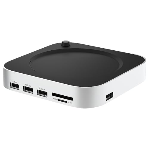 ZANEDY Mac Mini M4 Dock mit 4 TB M.2 SSD-Gehäuse (SSD nicht im Lieferumfang enthalten), Mac Mini M4 / M4 Pro Hub-Ständer 2024, MacMini USB C Hub-Zubehör, 3 USB A 2.0, SD/TF-Kartensteckplätze von ZANEDY