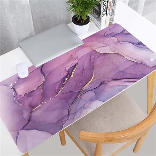 Gaming Mauspads Lila Marmor Großes Mousepad 600x300x2mm XXL Mauspad Schreibtisch Protector Matte mit Anti-Rutsch Basis mit Genähten Rändernfür für Gaming Büro Zuhause von ZANHOG